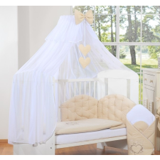 BabyLion Prémium baldachin - Fehér - Bézs masni babaágynemű, babapléd