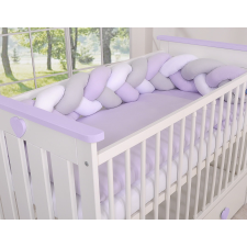 BabyLion Prémium Fonott rácsvédő - Lila-Szürke-Fehér babaágynemű, babapléd