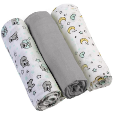 Babyono Muszlin pelenka - Szuper puha 3 db -szürke mosható pelenka