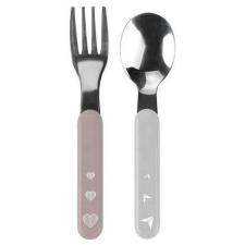Babyono rozsdamentes acél evőeszközök, rózsaszín/fehér (5901435413388) tányér és evőeszköz