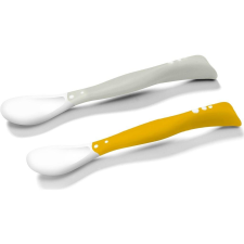 Babyono Rugalmas gyerek kanál, szürke/sárga, 2 db (5901435413449) tányér és evőeszköz