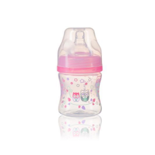 Babyono szélesnyakú anticolic műanyag cumisüveg 120ml rózsaszín cumisüveg