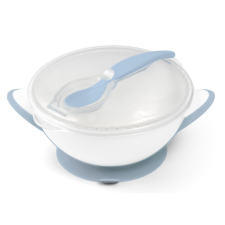 Babyono tányér - tapadó aljú, fedeles, kanállal kék 1063/05 babaétkészlet