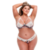  Baci Plus Size - virágos, csipkés melltartó szett, hátul nyitott alsóval