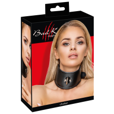  Bad Kitty - bőrhatású nyakörv karikával (fekete) egyéb erotikus kiegészítők nőknek