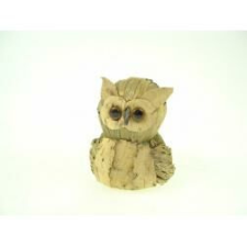  Bagoly natúr 11cm fa és széna játékfigura