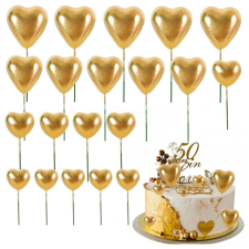 Baking &amp; Pet Kft Arany Szív Tortadísz Beszúró – 20 Darabos Szett sütés és főzés