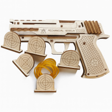 Baking &amp; Pet Kft Mechanikus fa puzzle pisztoly céltáblákkal társasjáték