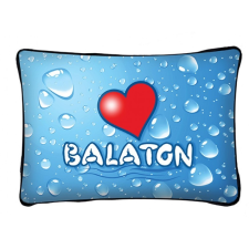 Balaton díszpárna, vízcseppek és szív lakástextília
