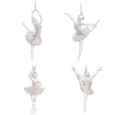 Balerina akasztós transzparens ezüst glitteres szoknyával 13cm dekorációs kellék