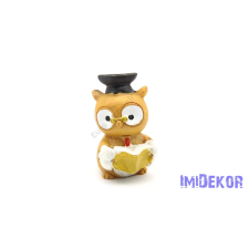  Ballagó bagoly figura könyvvel 5x3,5cm dekorációs kellék