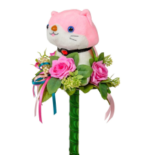  Ballagói csokor plüss cicával, selyemvirággal M40cm dekorációs kellék