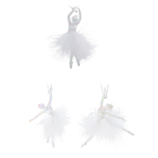  Ballerina toll szoknyával akasztós fehér 14cm dekorációs kellék
