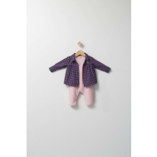 Ballon Baby kockás overallok és ingkészletek (szín: piros, méret: 6-9 hónap) gyerek ruha szett