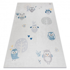 BAMBINO 1161 mosható szőnyeg Baglyok gyerekeknek csúszásgátló - szürke 80x150 cm lakástextília