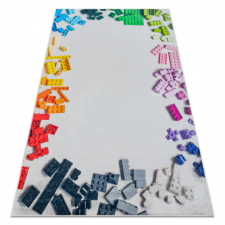 BAMBINO 38480 mosható szőnyeg Építőkészlet gyerekeknek csúszásgátló - szürke / sárga 160x220 cm lakástextília