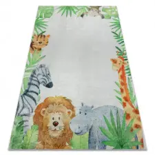  BAMBINO 54090 mosható szőnyeg Állatok, Afrika gyerekeknek csúszásgátló - fehér / zöld 160x220 cm lakástextília