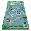  BAMBINO 9028 mosható szőnyeg Város, utcák gyerekeknek csúszásgátló - zöld / szürke 140x200 cm