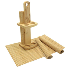  Bambusz alátét fa tartóval 4+1 darab konyhai eszköz