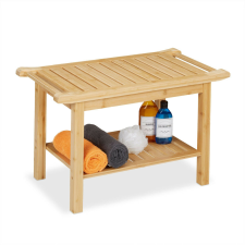  Bambusz fürdőszobai ülőke fogantyúval és polccal 45x75x40,5 cm 10046335 fürdőszoba bútor
