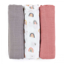  Bambusz muszlin 3db-os pelenka 68 x 68 cm - Moussy Rose Rainbows mosható pelenka