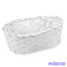  Bambusz ovális kosár 25x15cm - Fehér dekorációs kellék