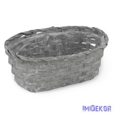 Bambusz ovális kosár 25x15cm - Szürke dekorációs kellék