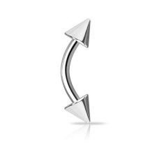 Banán piercing titánból 10mm, tüske végekkel (ezüst színű) testékszer