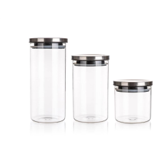 Banquet FREIA 650 + 1100 + 1450 ml-es fedeles üvegedénykészlet (A26088) uzsonnás doboz