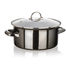 Banquet METALLIC Black zománcozott 22 cm 3,7 l, fedővel edény