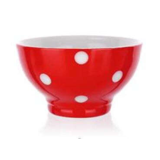 Banquet Müzlis tál 13 cm, piros pöttyös tányér és evőeszköz