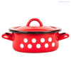 Bara&amp;Bara Zománcozott lábas fedővel, 4,5 liter, piros pöttyös, 13+39/25/pp