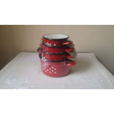 Bara és Bara Zománcozott fazék készlet piros pöttyös 14-20 cm edény