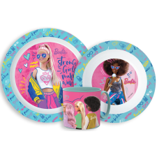 Barbie étkészlet, micro műanyag szett bögrével 265 ml babaétkészlet