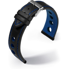 Barington Barington Racing bőr óraszíj, fekete/kék 20mm óraszíj
