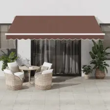  barna kézzel kihúzható LED-es napellenző 400 x 300 cm kerti bútor