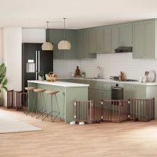  barna nyárfa 12 paneles összecsukható kutyakapu ajtóval 600 cm kutyafelszerelés