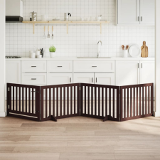  barna nyárfa 4 paneles összecsukható kutyakapu ajtóval 320 cm kutyafelszerelés