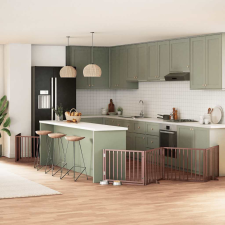  barna nyárfa 6 paneles összecsukható kutyakapu ajtóval 480 cm kutyafelszerelés