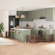  barna nyárfa 6 paneles összecsukható kutyakapu ajtóval 480 cm kutyafelszerelés