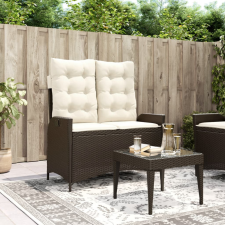  barna polyrattan dönthető kerti pad párnával kerti bútor