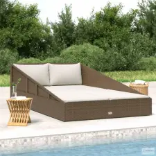  Barna polyrattan kerti ágy 110 x 200 cm ágy és ágykellék
