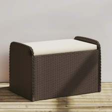 barna polyrattan tárolópad párnával 80 x 51 x 52 cm bútor