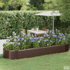  Barna porszórt acél kerti magaságyás 322x100x36 cm kerti tárolás