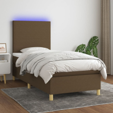  barna szövet rugós és LED-es ágy matraccal 100x200 cm ágy és ágykellék