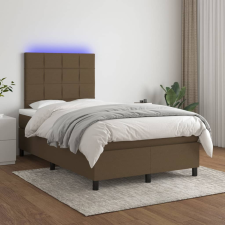 barna szövet rugós és LED-es ágy matraccal 120 x 200 cm ágy és ágykellék