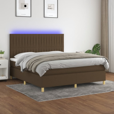  Barna szövet rugós és LED-es ágy matraccal 160x200 cm ágy és ágykellék