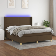 barna szövet rugós és LED-es ágy matraccal 160x200 cm ágy és ágykellék