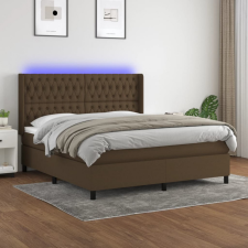  Barna szövet rugós és LED-es ágy matraccal 180 x 200 cm ágy és ágykellék