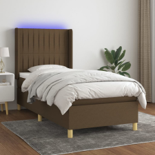 barna szövet rugós és LED-es ágy matraccal 80 x 200 cm ágy és ágykellék
